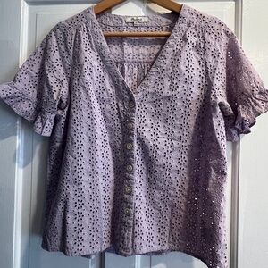 Madewell Lilac Eyelet Button-Up Blouse / Size XS